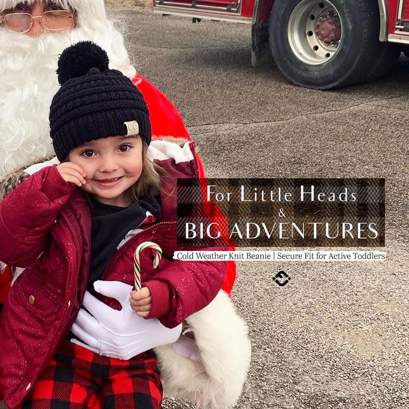 Funky Junque Toddler Pom Beanie – Kids Winter Hat for Ages 1–4, Baby Boy & Girl Knit Beanies, Warm Cozy Knit Snow Hats - Image 4